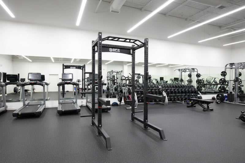 Commercial Squat Rack w/ Safety Bars, J-Hooks & Weight Storage (New)