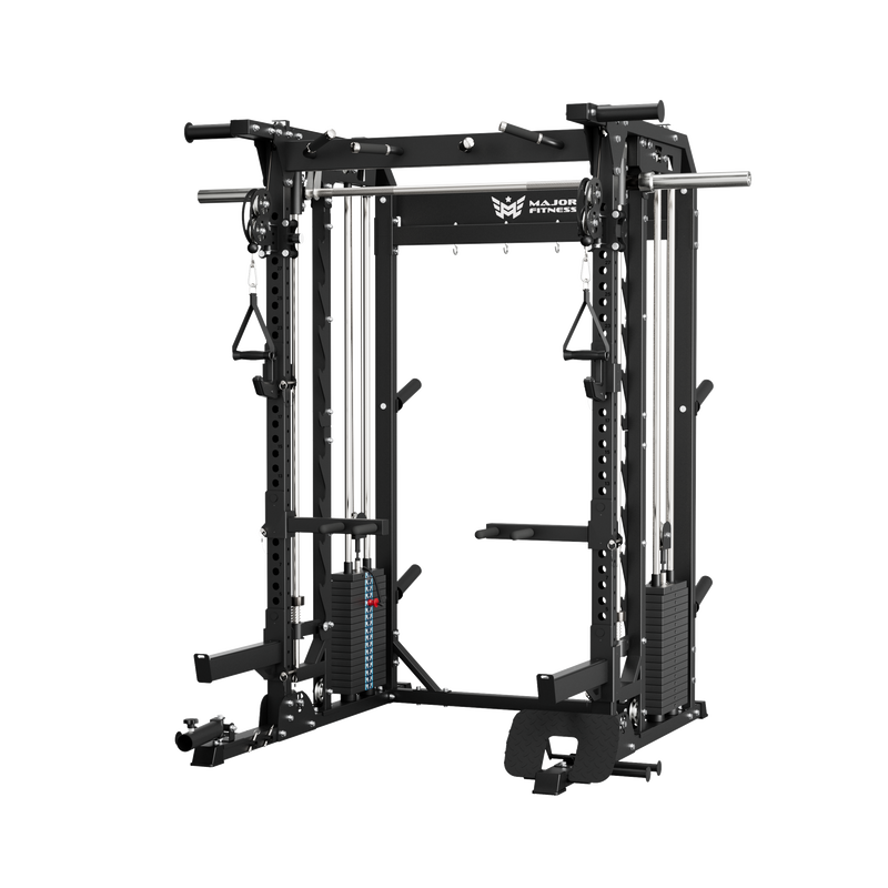 Major Fitness - B52 Pro Smith Machine Home Gym with Power Rack, Cable Crossover, Dual Pulley System, Landmine, and Multi-Grip Pull-Up Bar