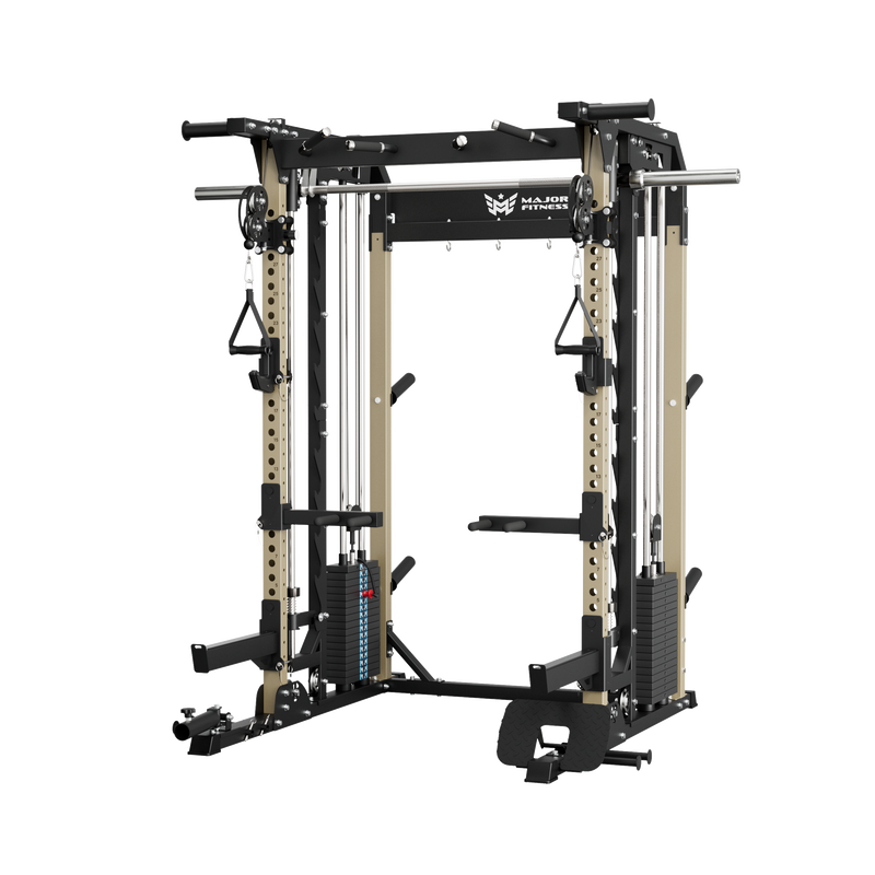 Major Fitness - B52 Pro Smith Machine Home Gym with Power Rack, Cable Crossover, Dual Pulley System, Landmine, and Multi-Grip Pull-Up Bar