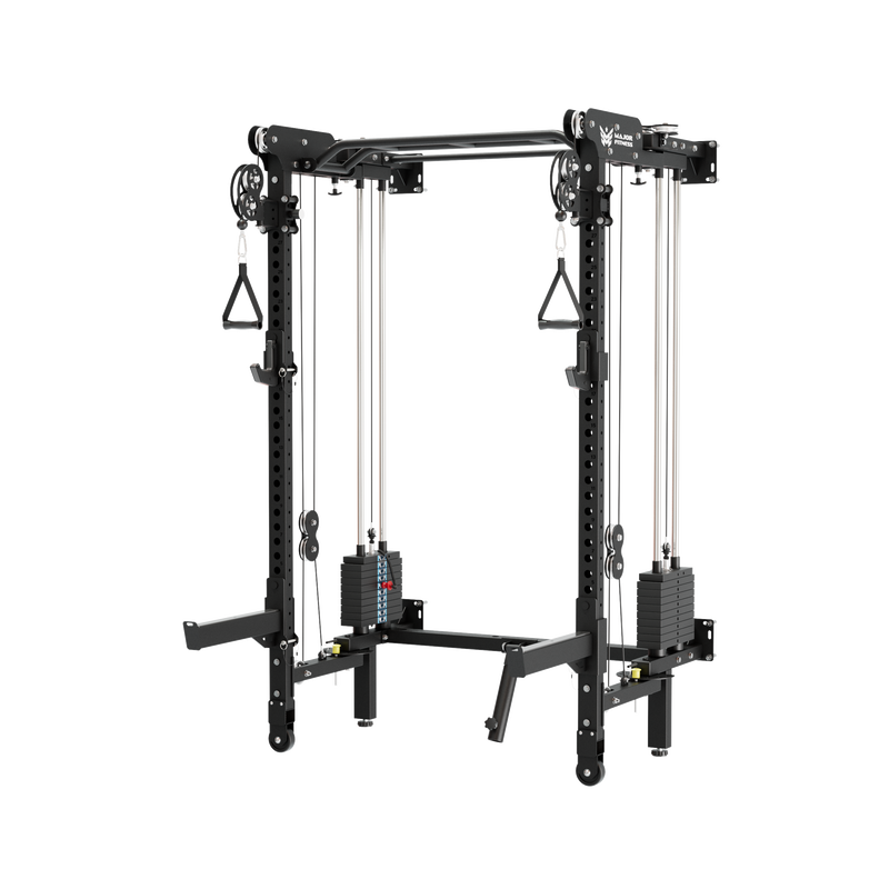 Major Fitness - Lightning F35 Pro Wall Mounted Folding Power Rack All-In-One Home Gym