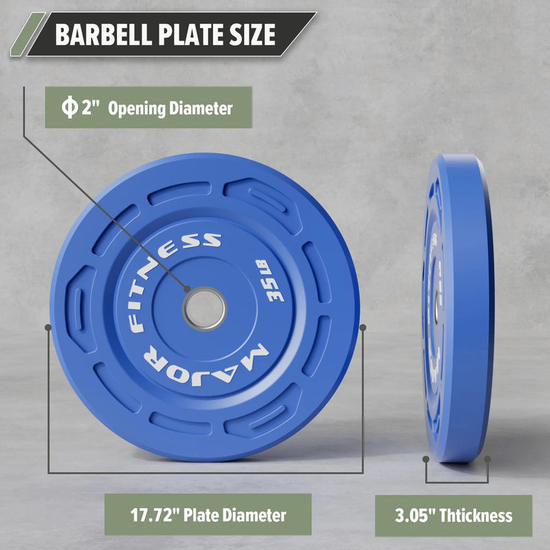 Major Fitness - Color Grip Low Bounce Bumper Plates - 230LB [10lbx2/25lbx2/35lbx2/45lbx2]