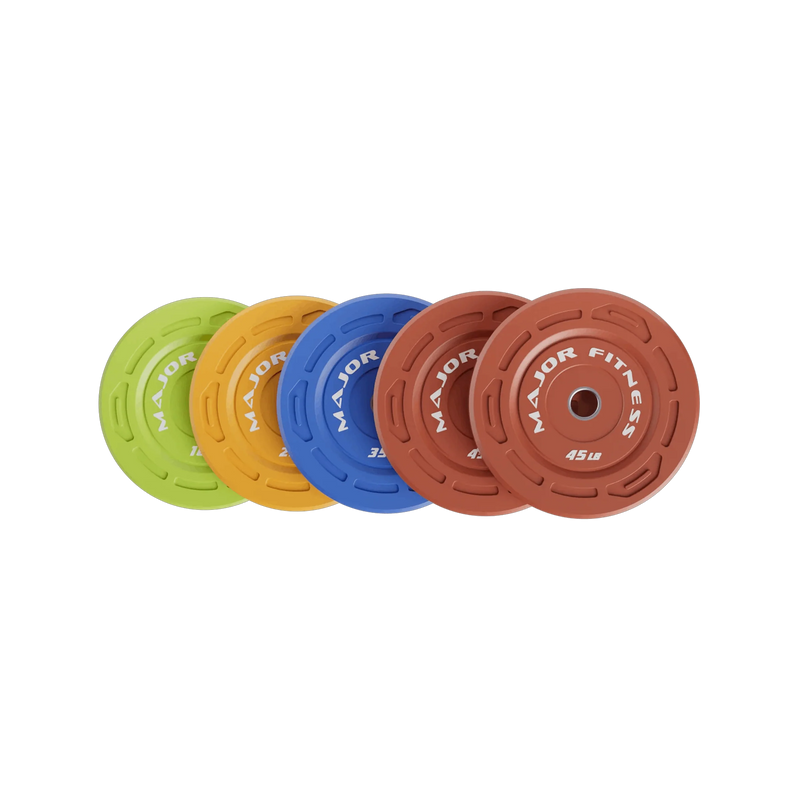 Major Fitness - Color Grip Low Bounce Bumper Plates - 320LB [10lbx2/25lbx2/35lbx2/45lbx4]