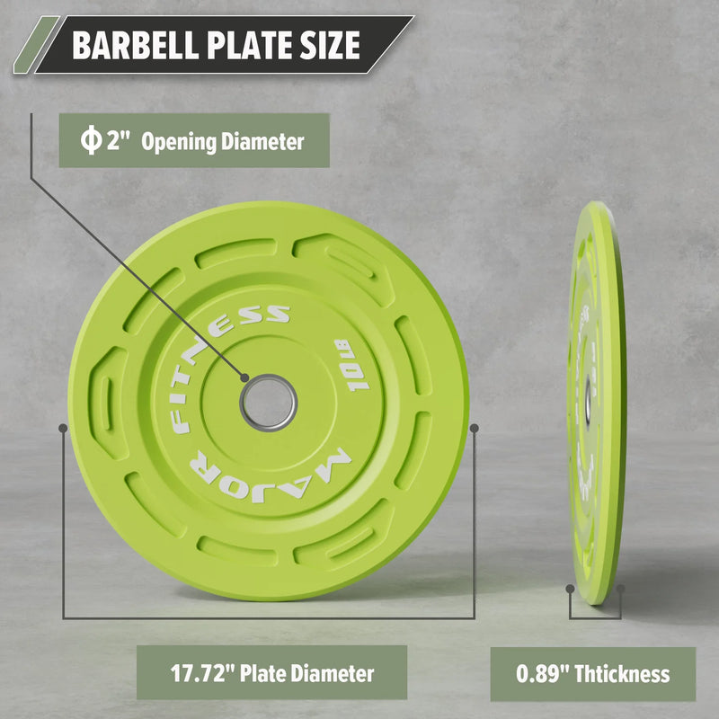 Major Fitness - Color Grip Low Bounce Bumper Plates - 320LB [10lbx2/25lbx2/35lbx2/45lbx4]
