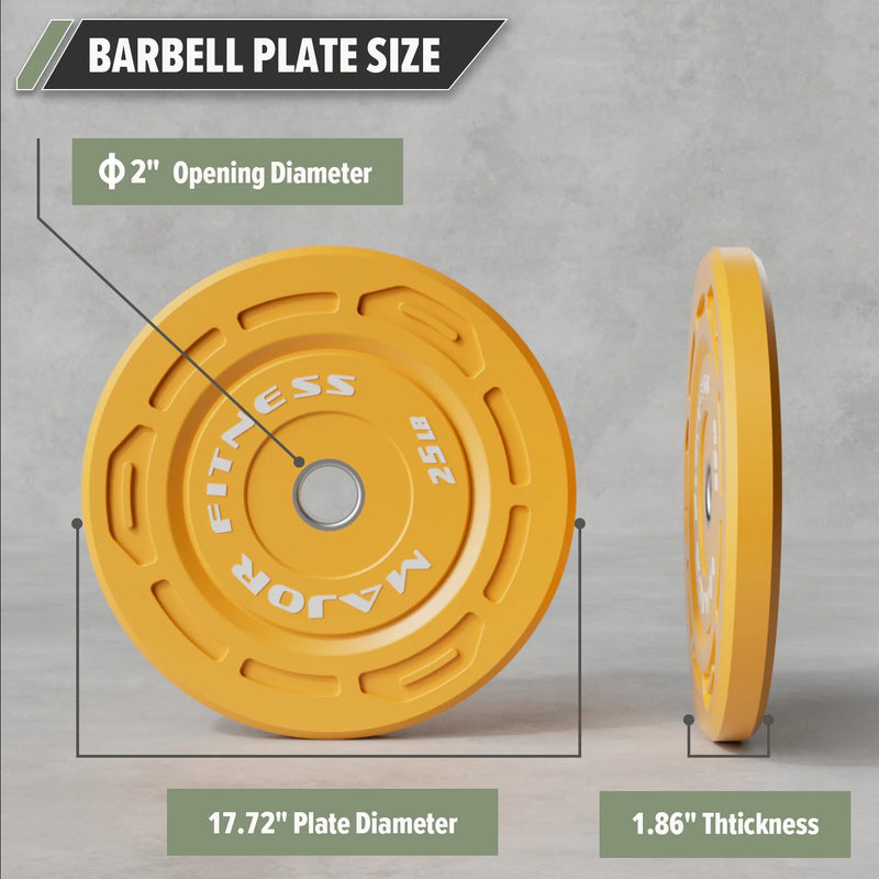 Major Fitness - Color Grip Low Bounce Bumper Plates - 320LB [10lbx2/25lbx2/35lbx2/45lbx4]
