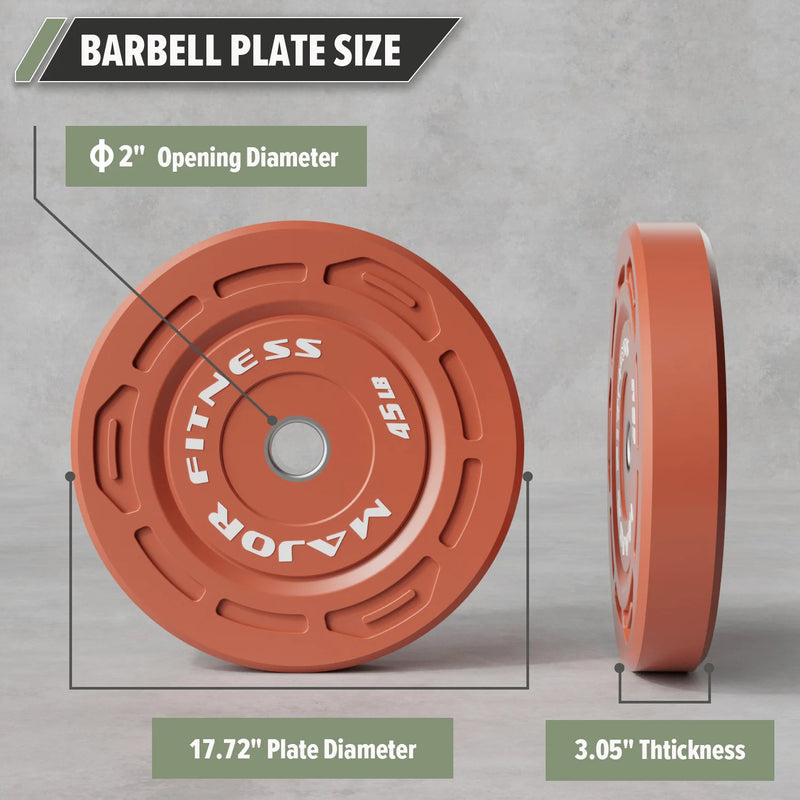 Major Fitness - Color Grip Low Bounce Bumper Plates - 320LB [10lbx2/25lbx2/35lbx2/45lbx4]