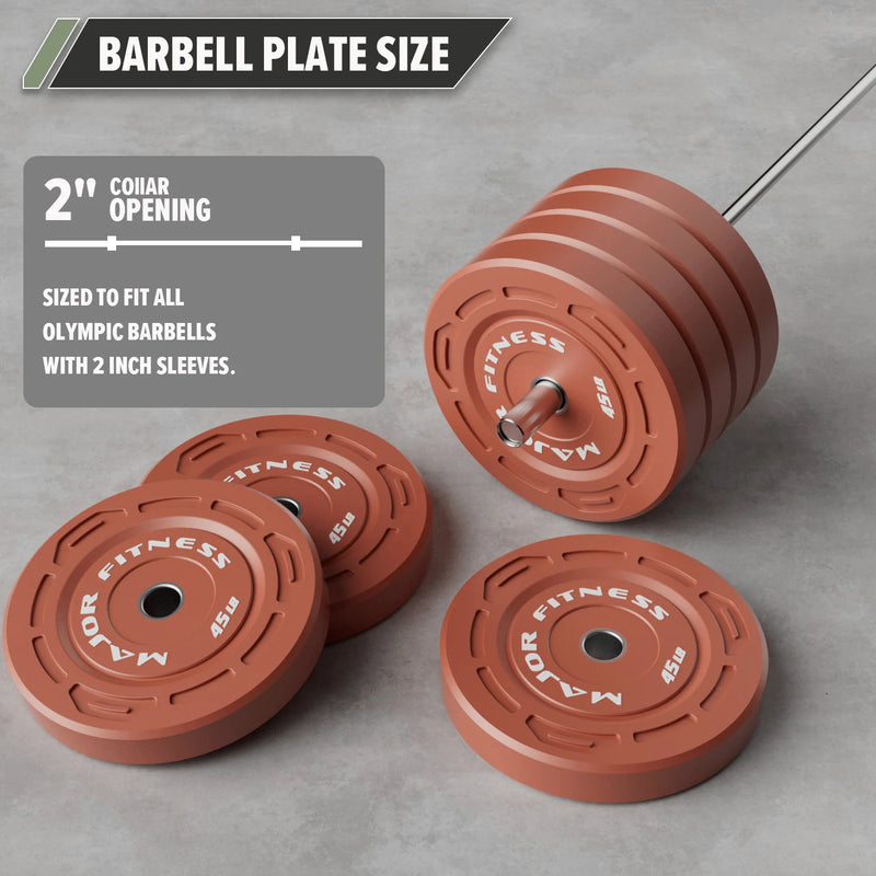 Major Fitness - Color Grip Low Bounce Bumper Plates - 320LB [10lbx2/25lbx2/35lbx2/45lbx4]