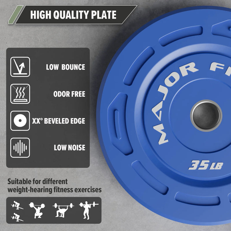 Major Fitness - Color Grip Low Bounce Bumper Plates - 35LB Pair