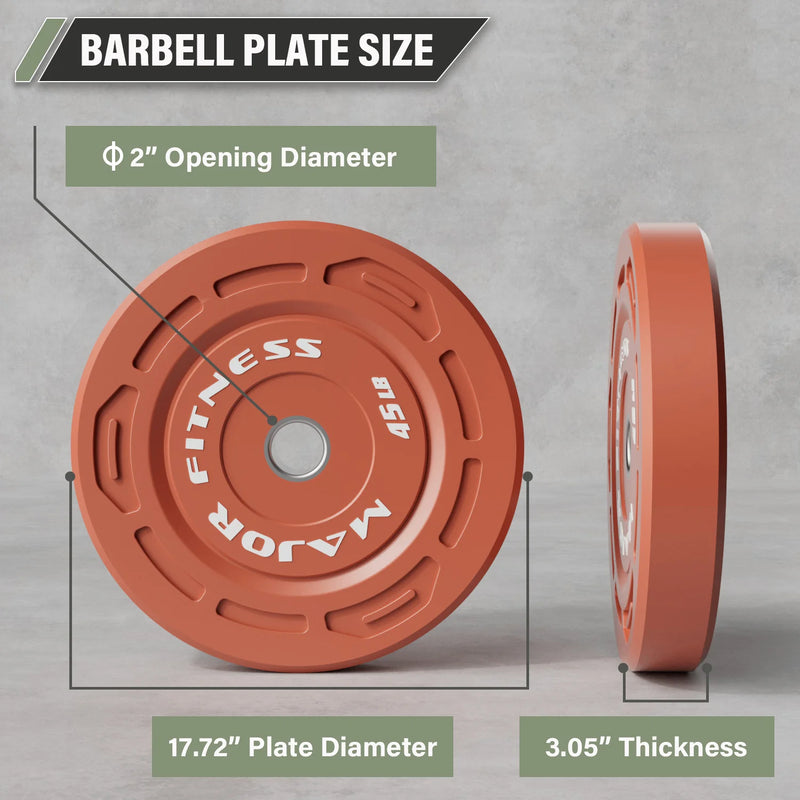 Major Fitness - Color Grip Low Bounce Bumper Plates - 45LB Pair