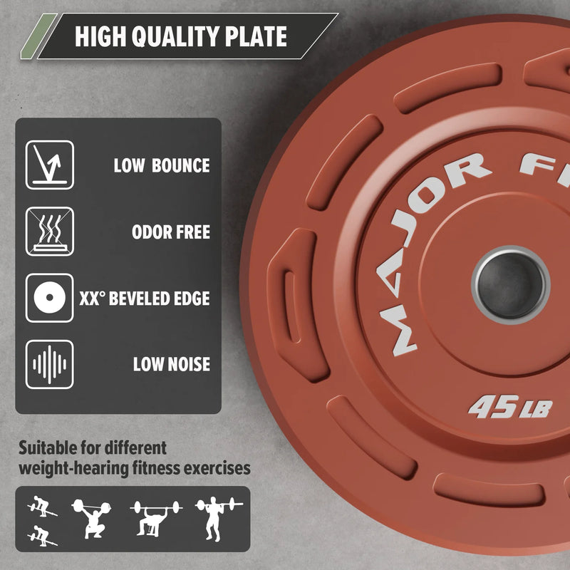 Major Fitness - Color Grip Low Bounce Bumper Plates - 45LB Pair