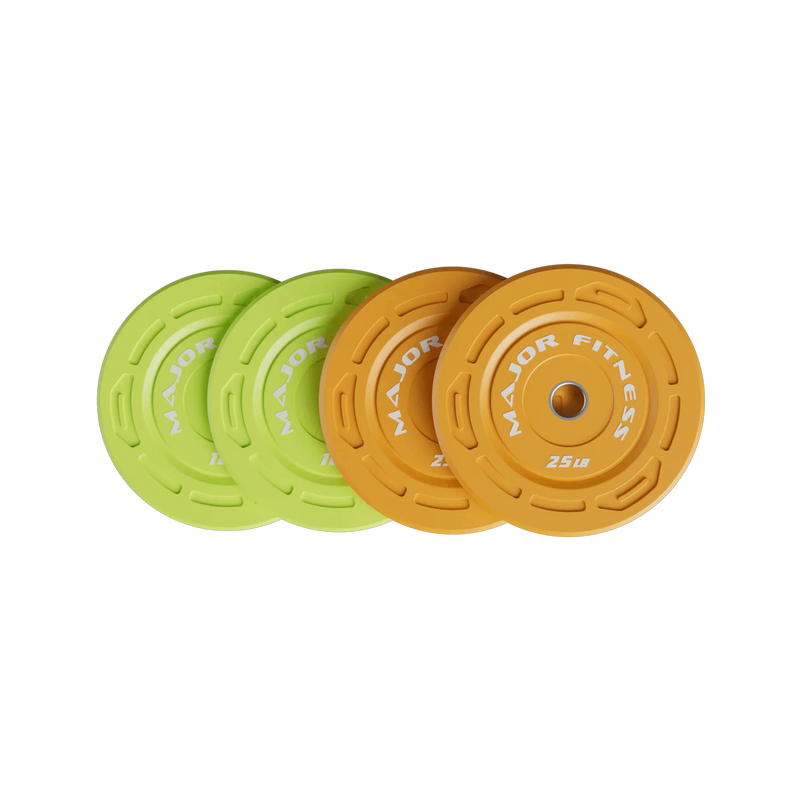 Major Fitness - Color Grip Low Bounce Bumper Plates - 70LB [10lbx2/25lbx2]