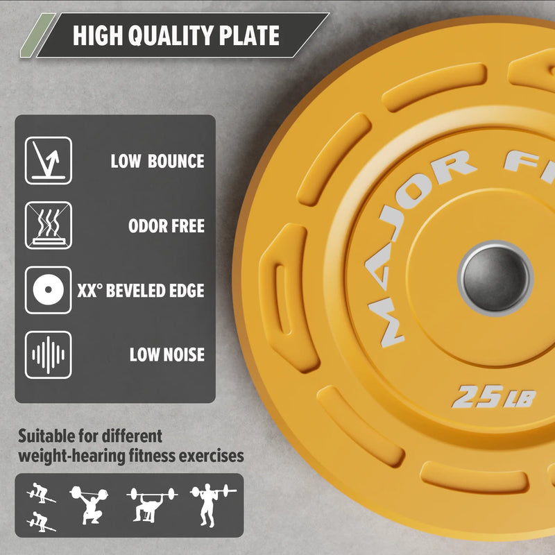 Major Fitness - Color Grip Low Bounce Bumper Plates - 70LB [10lbx2/25lbx2]