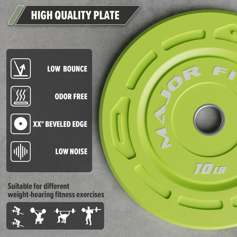 Major Fitness - Color Grip Low Bounce Bumper Plates - 70LB [10lbx2/25lbx2]
