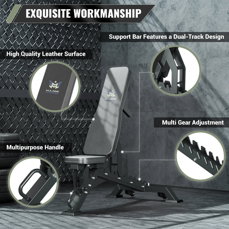 Major Fitness - Adjustable Bench | 1300Lbs Capacity Weight Bench PLT01
