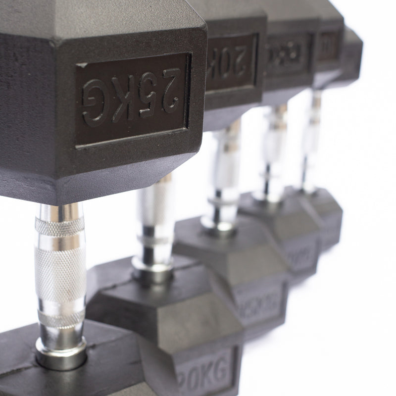 AVF - Rubber Hex Dumbbells 5lbs - 50lbs