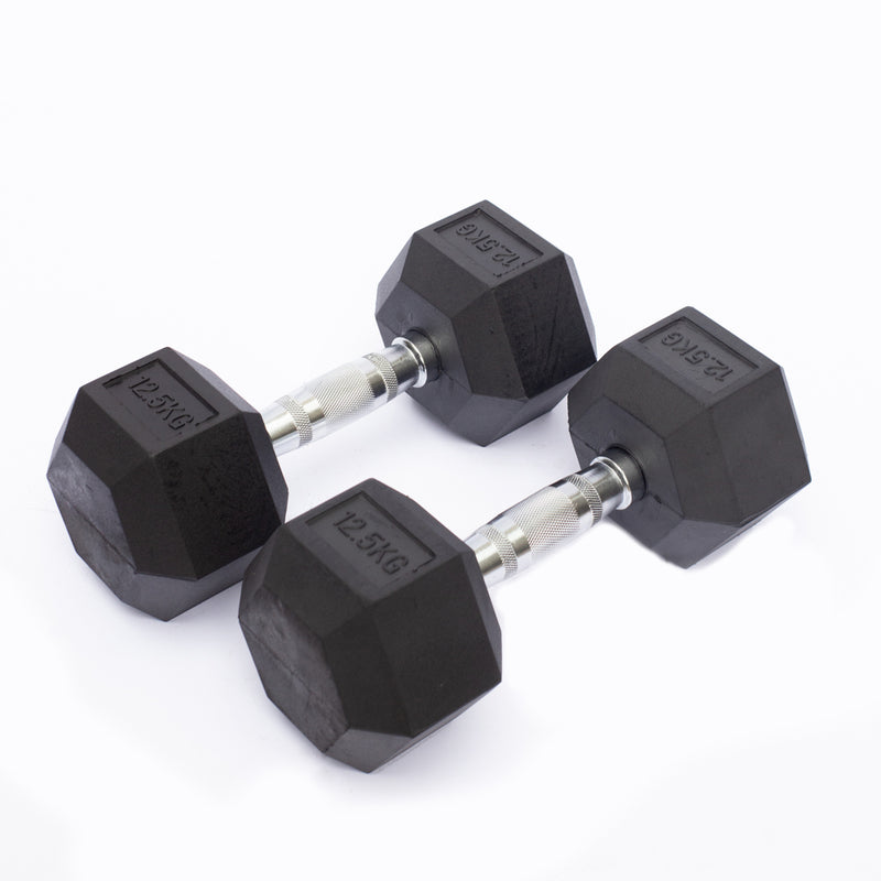 AVF - Rubber Hex Dumbbells 5lbs - 50lbs