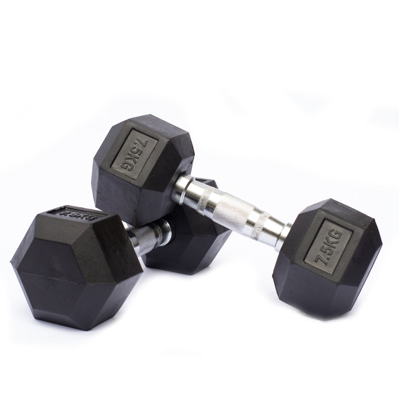 AVF - Rubber Hex Dumbbells 5lbs - 50lbs