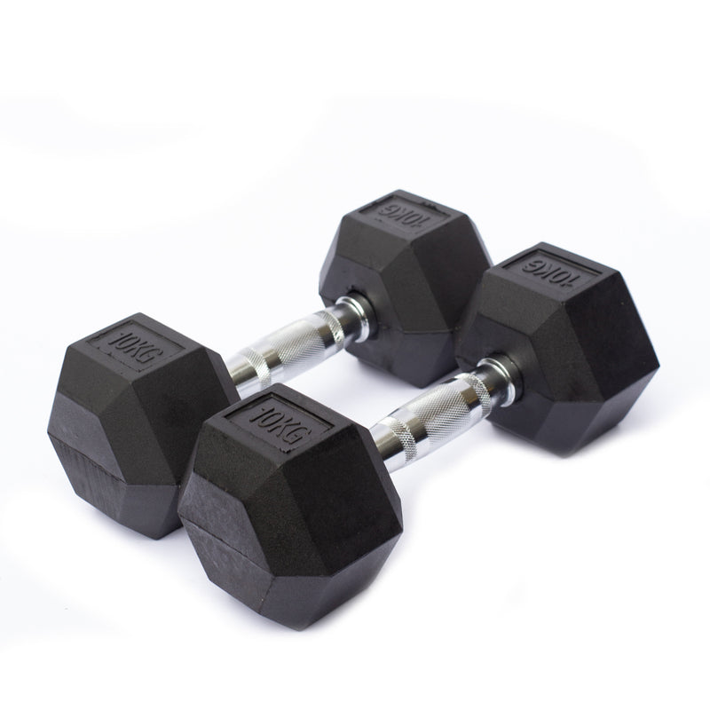 AVF - Rubber Hex Dumbbells 5lbs - 50lbs