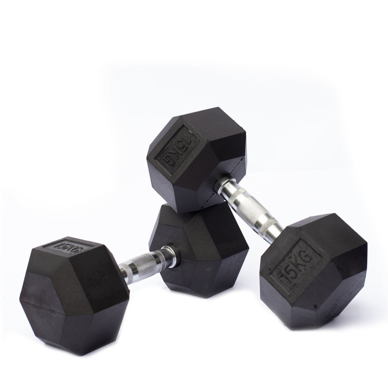 AVF - Rubber Hex Dumbbells 5lbs - 50lbs