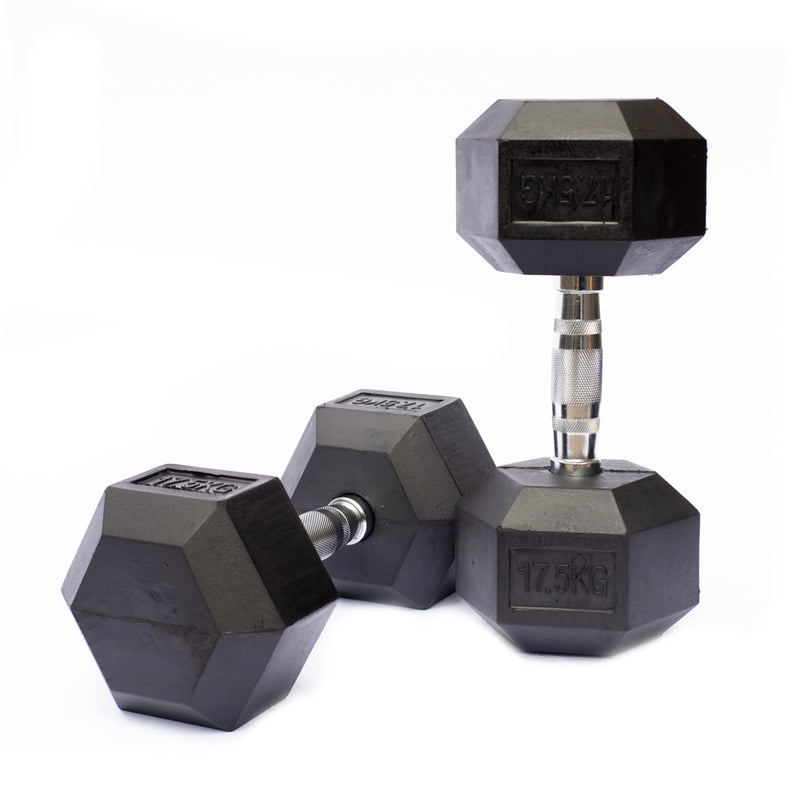 AVF - Rubber Hex Dumbbells 5lbs - 50lbs