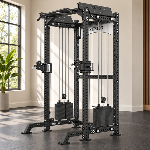 SKEISO SKS-2 half rack functional trainer in a home gym